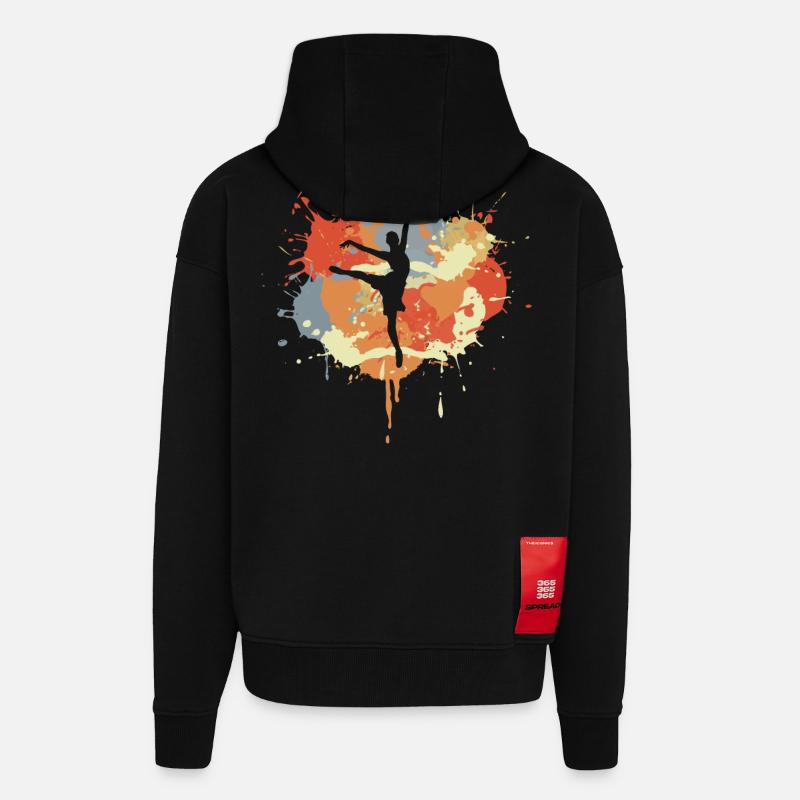 Dessin de danseuse de ballet - Veste à capuche bio épaisse oversize fabriqué en UE - SOLID BLACK