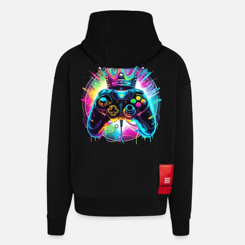 Gaming Controller mit Krone - Zip Hoodie - made by SPREAD - SOLID BLACK