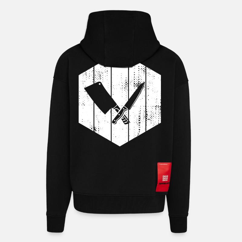 Messer Hackbeil Zeichnung - Zip Hoodie - made by SPREAD - SOLID BLACK