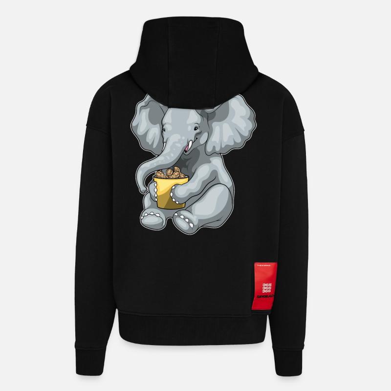 Elephant Peanuts - Zip Hoodie - made by SPREAD - SOLID BLACK