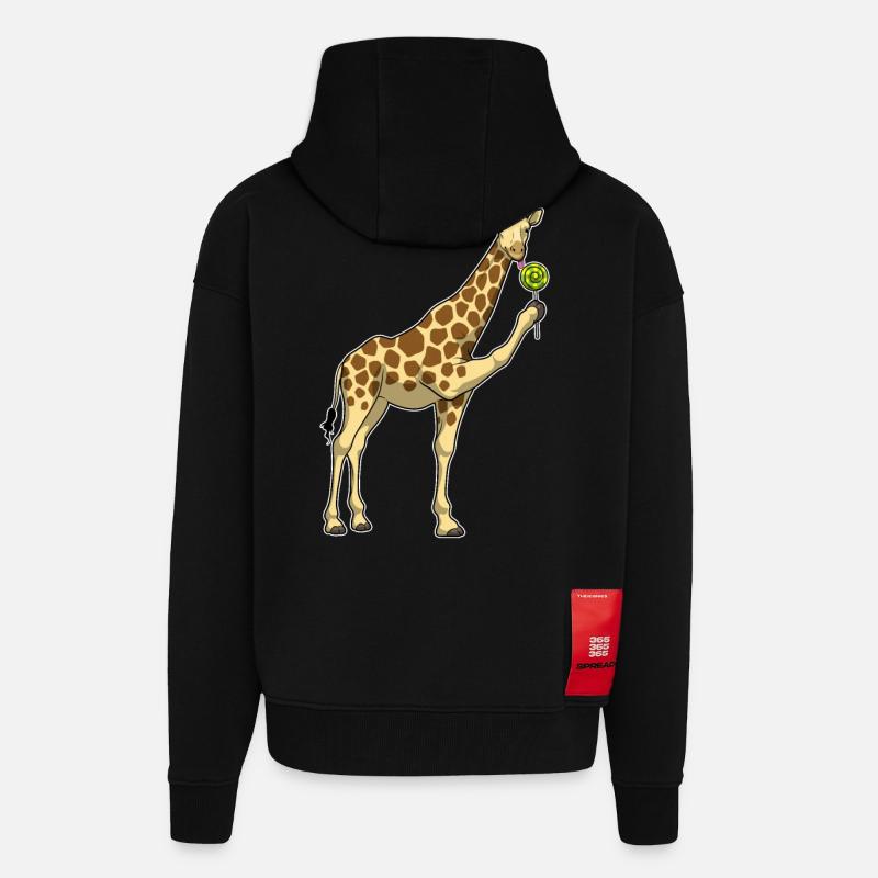 Sucette girafe - Veste à capuche bio épaisse oversize fabriqué en UE - SOLID BLACK