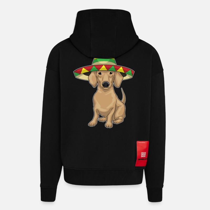 Teckel chapeau mexicain - Veste à capuche bio épaisse oversize fabriqué en UE - SOLID BLACK