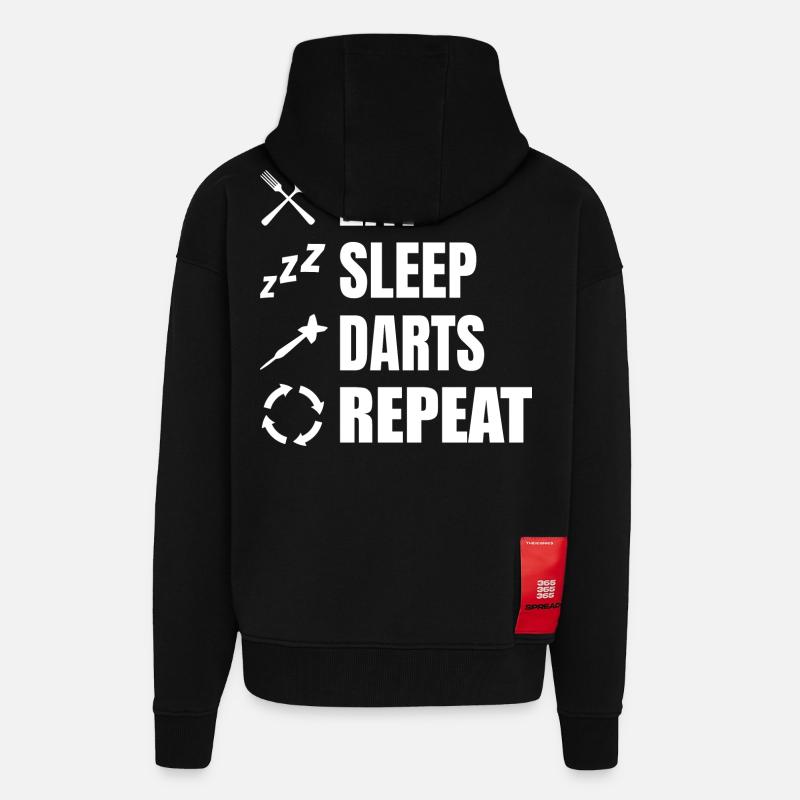 Manger, dormir, répéter les fléchettes - Veste à capuche bio épaisse oversize fabriqué en UE - SOLID BLACK