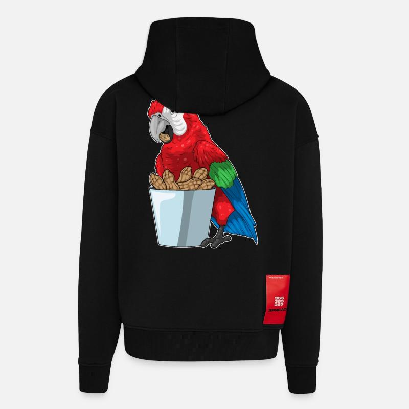 Cacahuètes perroquets - Veste à capuche bio épaisse oversize fabriqué en UE - SOLID BLACK