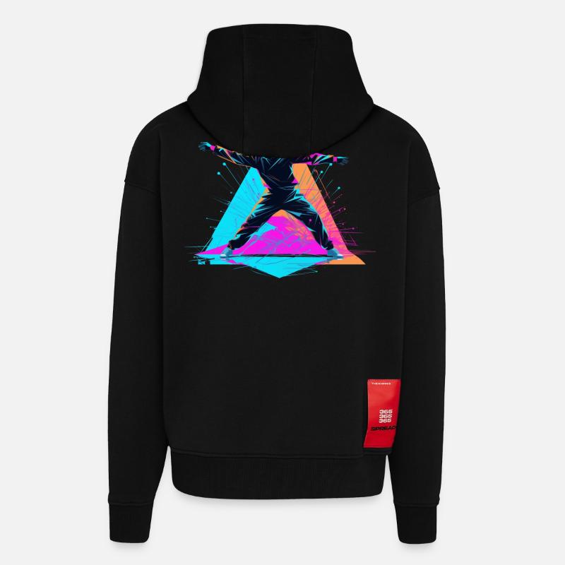Retro Farben Breakdance - Zip Hoodie - made by SPREAD - SOLID BLACK