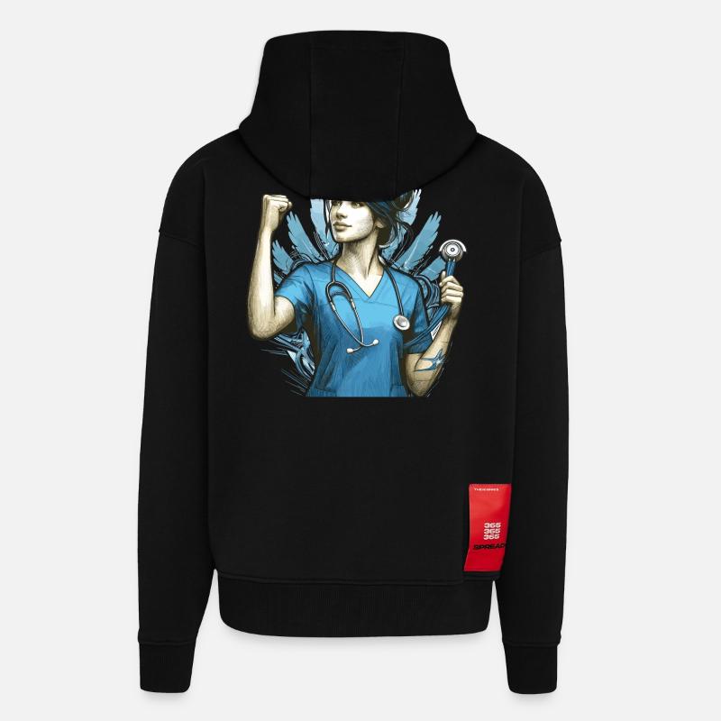 Krankenschwester Siegespose Geschenk - Zip Hoodie - made by SPREAD - SOLID BLACK