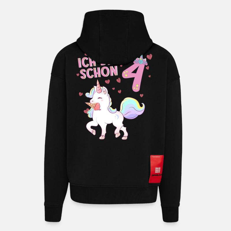 ich bin schon 4 - Zip Hoodie - made by SPREAD - SOLID BLACK