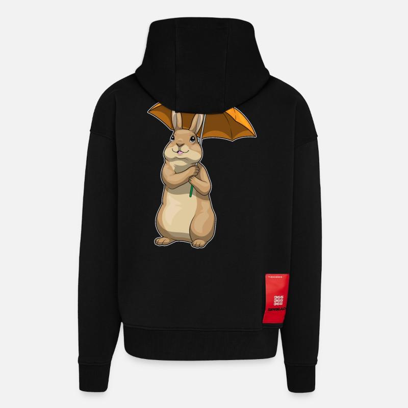 Parapluie de pluie lapin - Veste à capuche bio épaisse oversize fabriqué en UE - SOLID BLACK