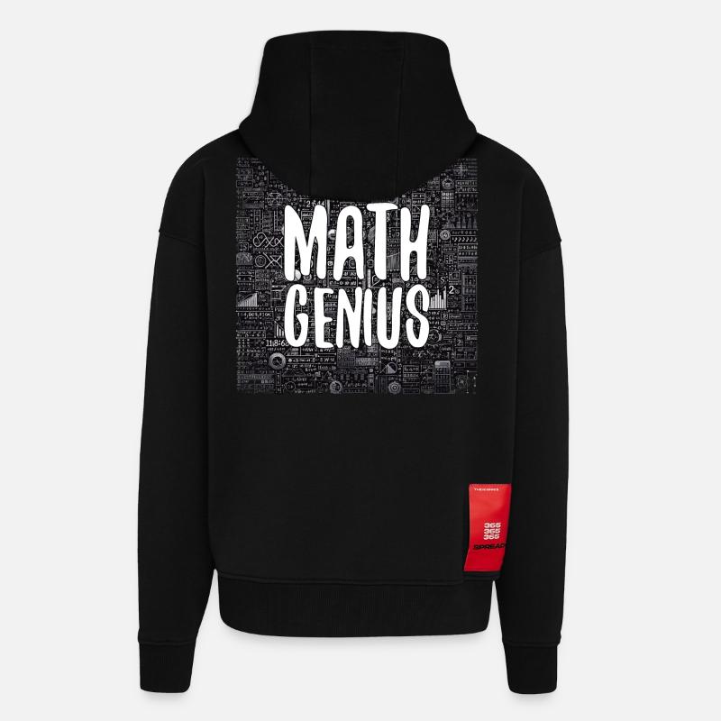Math Genius Math Genius Math cadeau - Veste à capuche bio épaisse oversize fabriqué en UE - SOLID BLACK