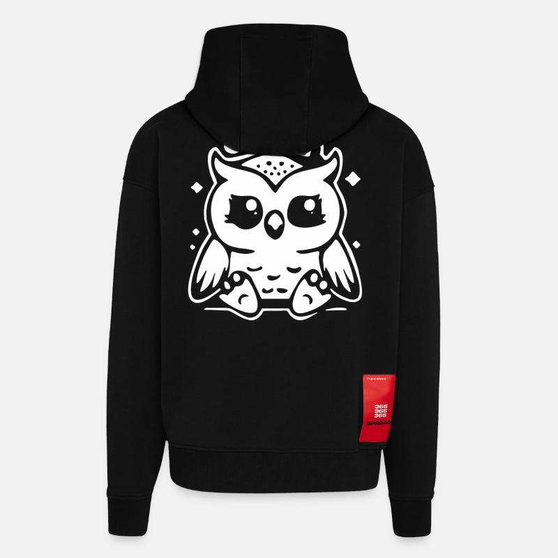 Niedliche Eulenfigur mit Hut - Zip Hoodie - made by SPREAD - SOLID BLACK