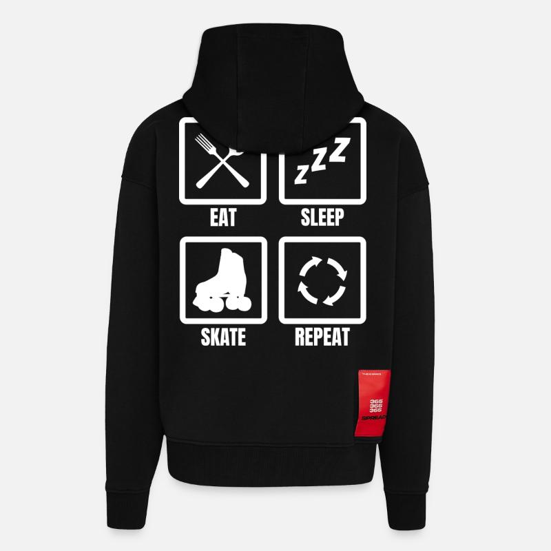 Manger Dormir Patiner Répéter - Veste à capuche bio épaisse oversize fabriqué en UE - SOLID BLACK