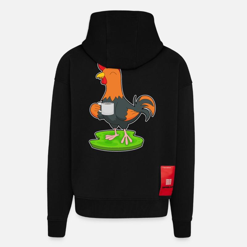 Café Tasse de Coq - Veste à capuche bio épaisse oversize fabriqué en UE - SOLID BLACK