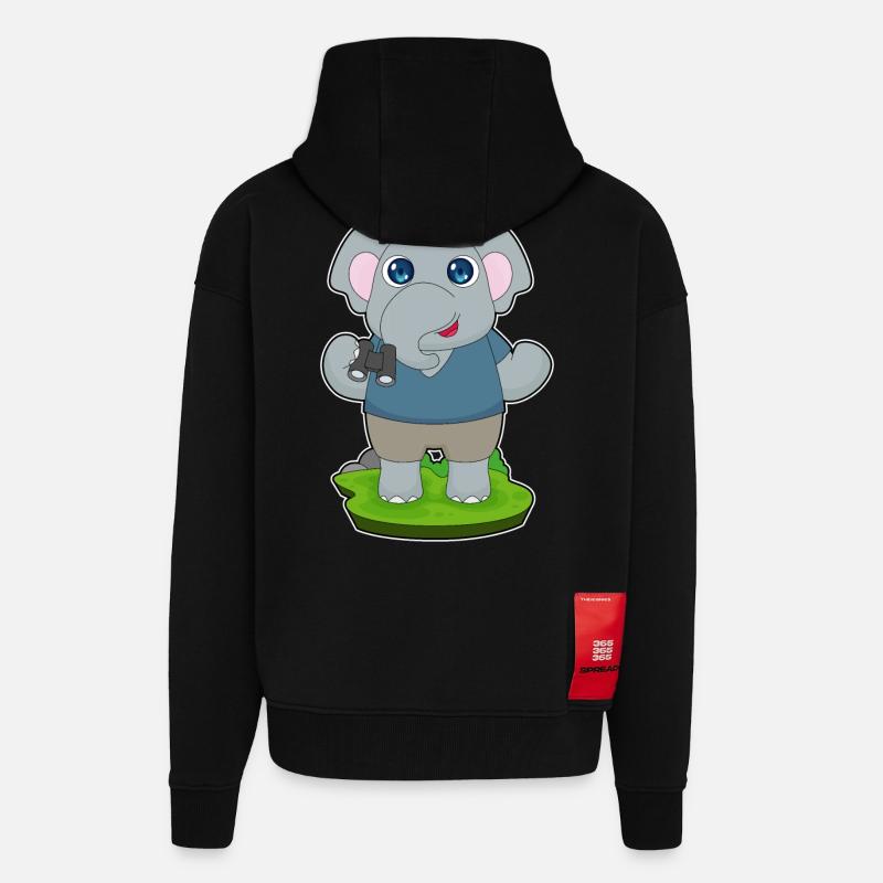 Jumelles éléphant - Veste à capuche bio épaisse oversize fabriqué en UE - SOLID BLACK