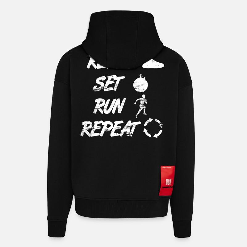 Ready Set Run Repeat - Zip Hoodie - made by SPREAD - SOLID BLACK