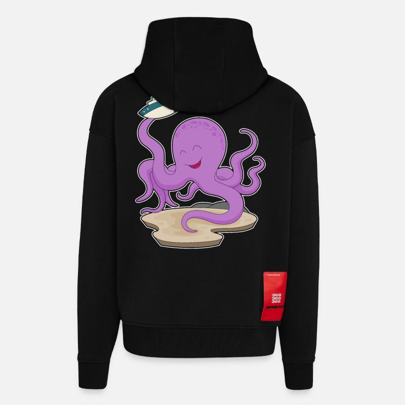 Bateau jouet Octopus - Veste à capuche bio épaisse oversize fabriqué en UE - SOLID BLACK