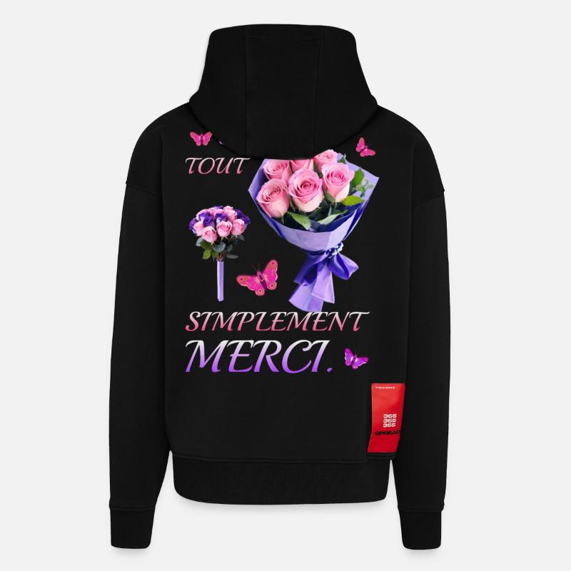 Dites simplement merci. - Veste à capuche bio épaisse oversize fabriqué en UE - SOLID BLACK