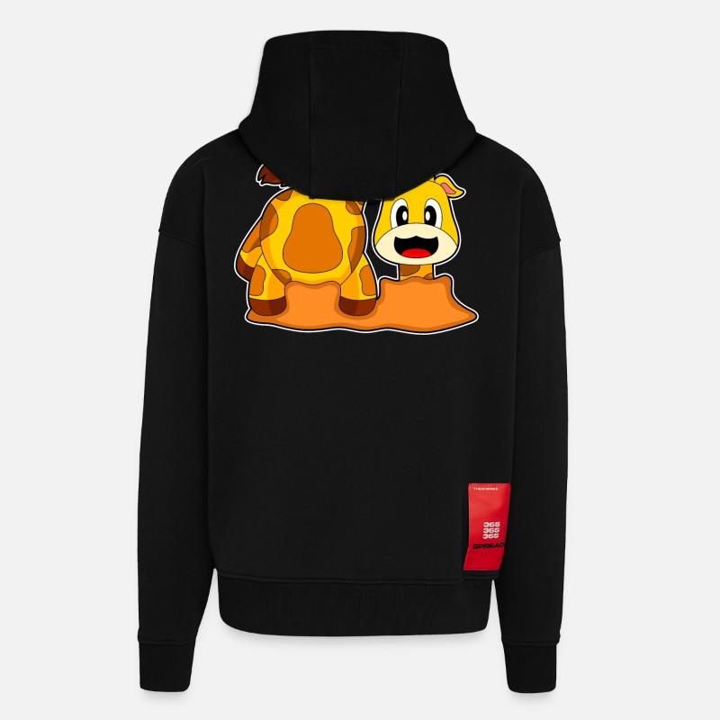 Giraffe Earth Hole - Zip Hoodie - made by SPREAD - SOLID BLACK