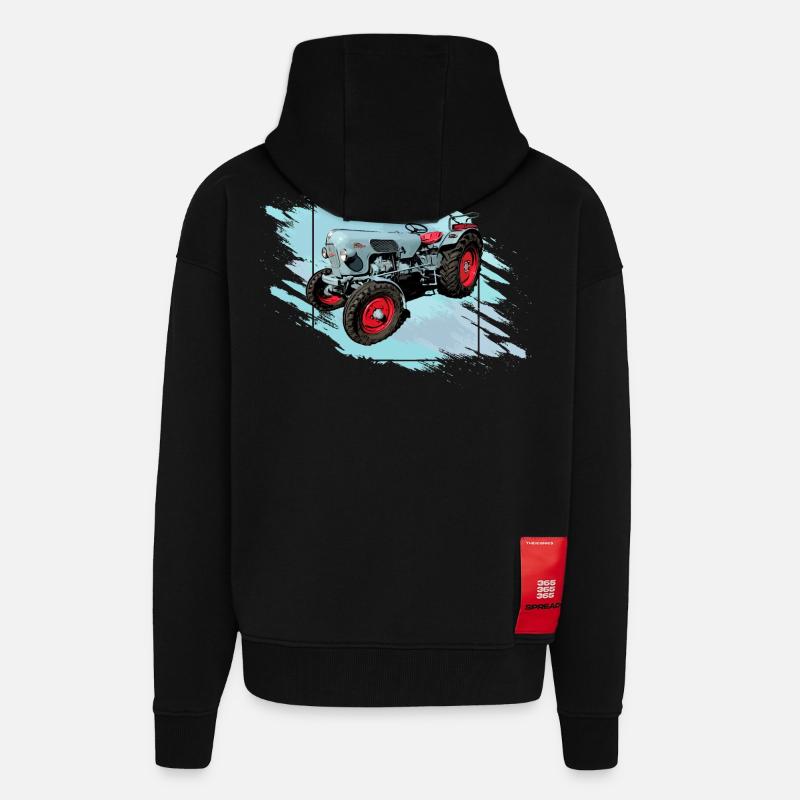 Le Tiger EM 235 - Veste à capuche bio épaisse oversize fabriqué en UE - SOLID BLACK