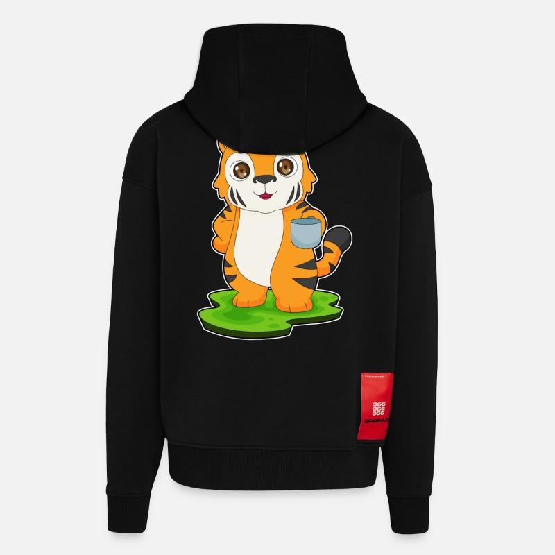 Tiger Kaffee Tasse - Zip Hoodie - made by SPREAD - SOLID BLACK