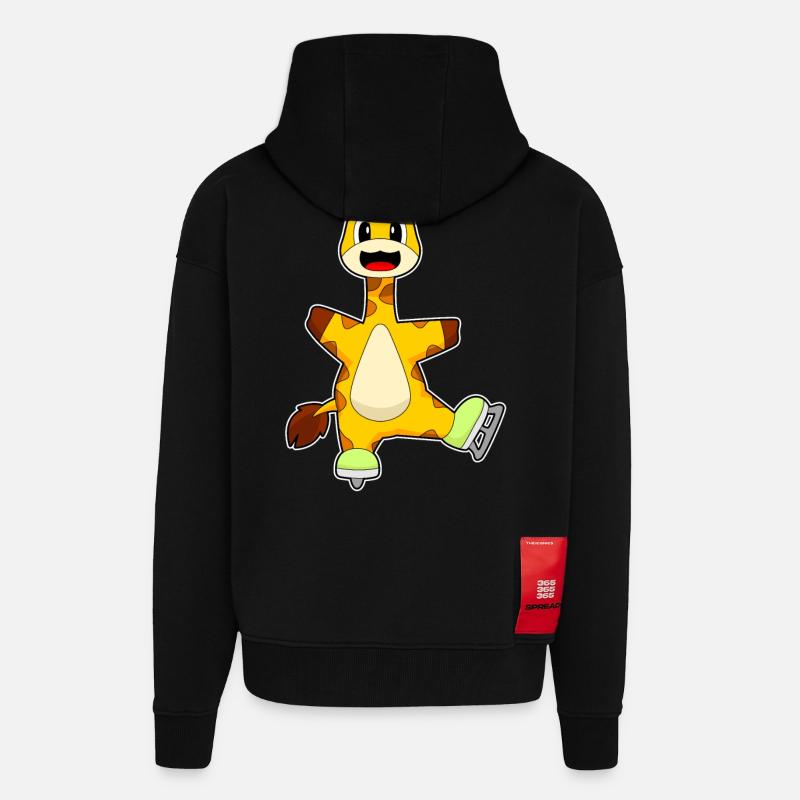 Giraffe Eislaufen Schlittschuhe - Zip Hoodie - made by SPREAD - SOLID BLACK