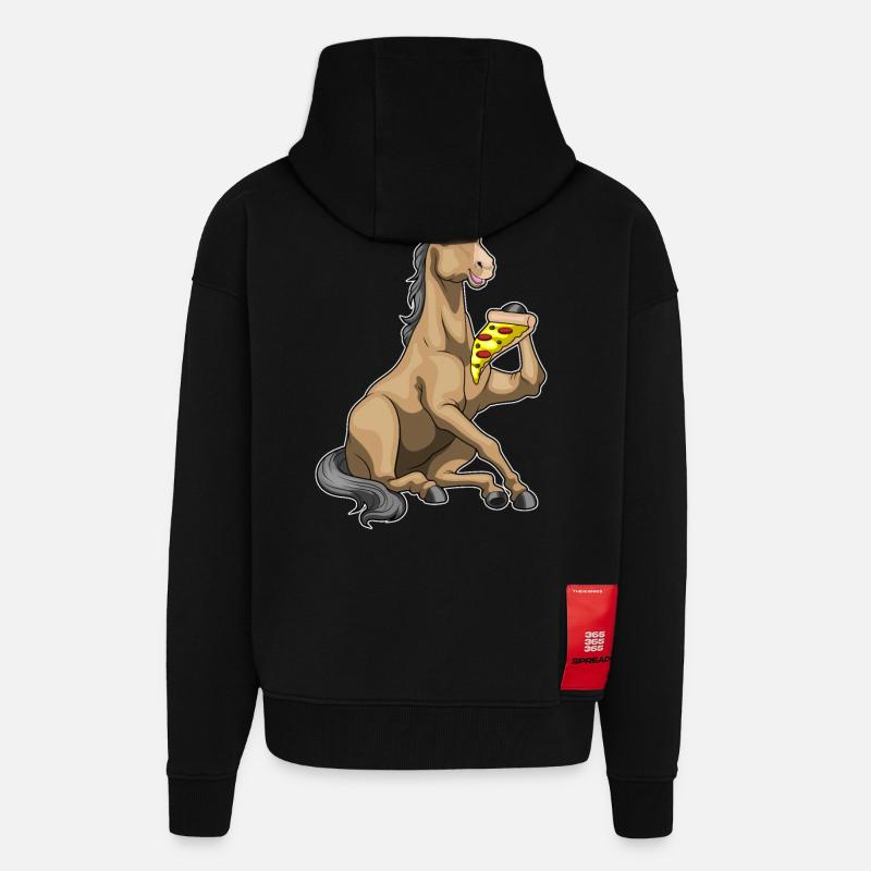 Pferd Pizza - Zip Hoodie - made by SPREAD - SOLID BLACK