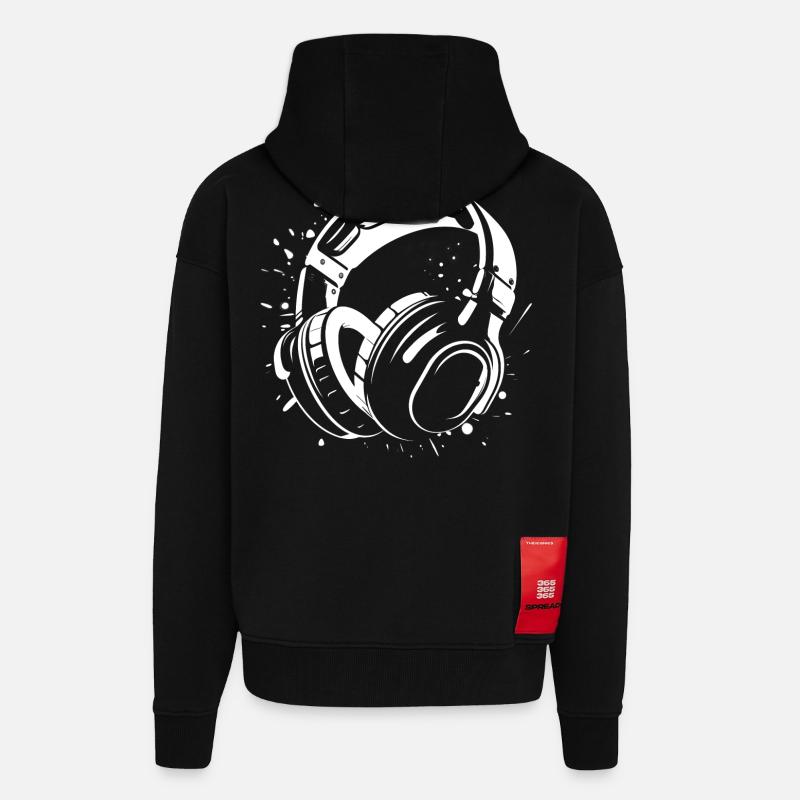 Dj Kopfhörer Skizze - Zip Hoodie - made by SPREAD - SOLID BLACK
