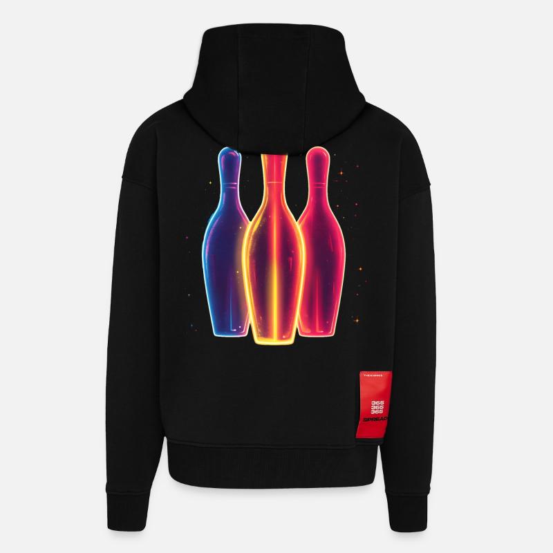 Bowling des années 90 - Veste à capuche bio épaisse oversize fabriqué en UE - SOLID BLACK