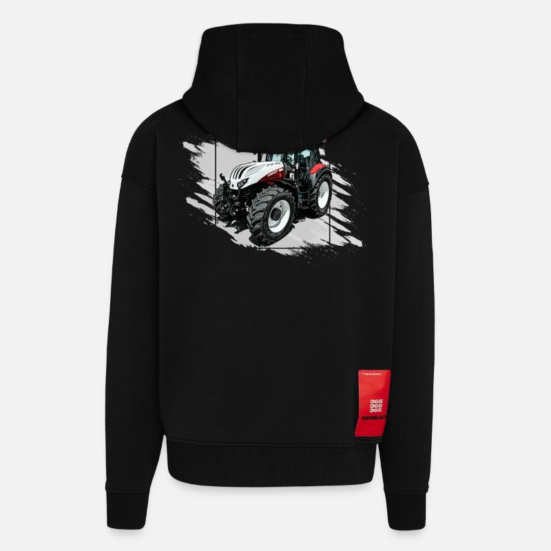Steyr Tractor White - Zip Hoodie - made by SPREAD - SOLID BLACK