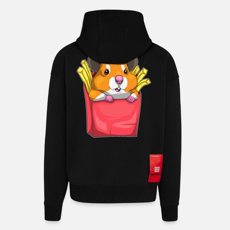Frites de hamster - Veste à capuche bio épaisse oversize fabriqué en UE - SOLID BLACK