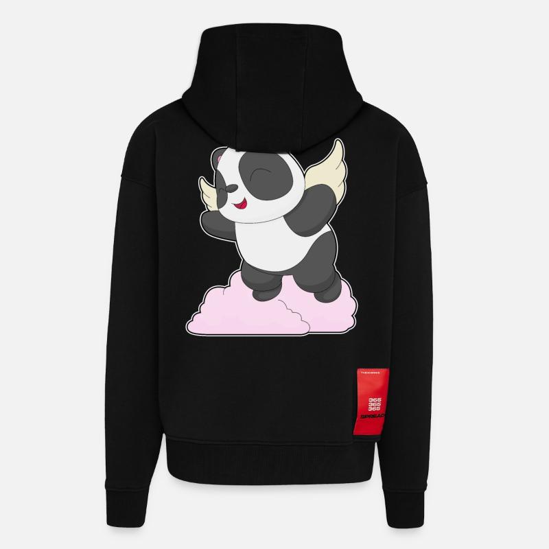 Panda Engel Engelsflügel - Zip Hoodie - made by SPREAD - SOLID BLACK