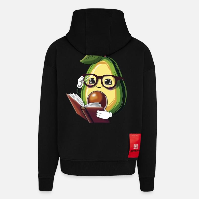 Avocado liest ein Buch – Bücherwurm - Zip Hoodie - made by SPREAD - SOLID BLACK