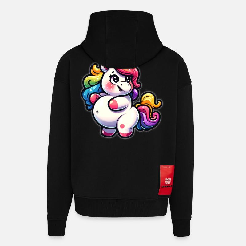 Kunterbuntes Einhorn-Kuscheldesign - Zip Hoodie - made by SPREAD - SOLID BLACK