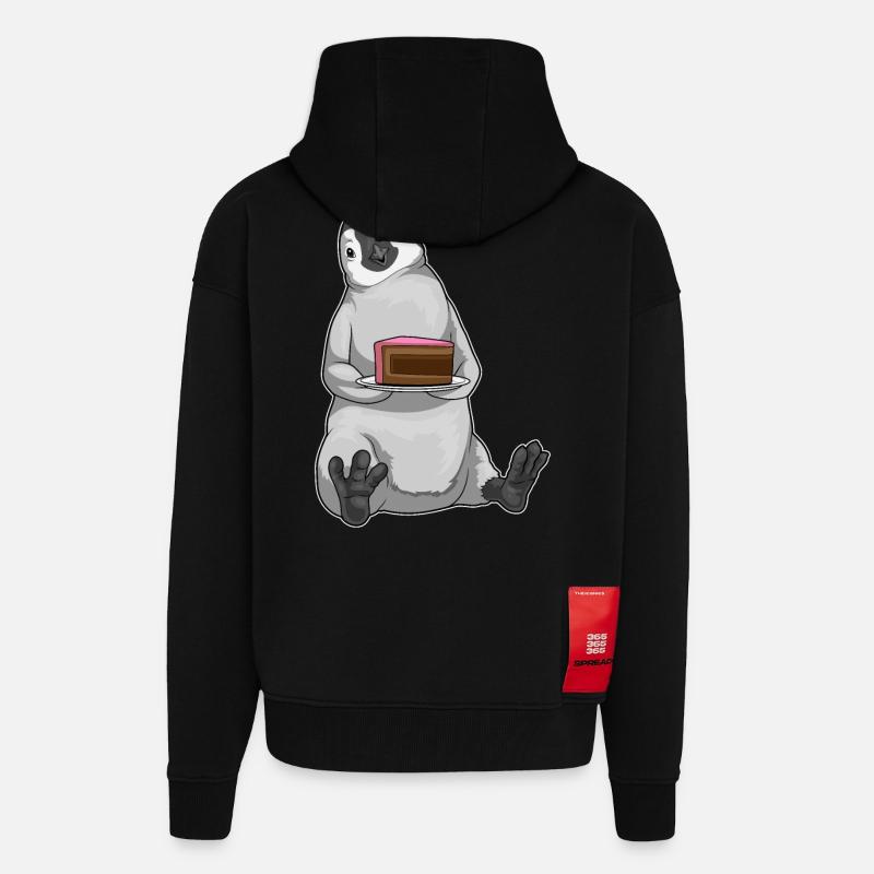 Pinguin Kuchen - Zip Hoodie - made by SPREAD - SOLID BLACK