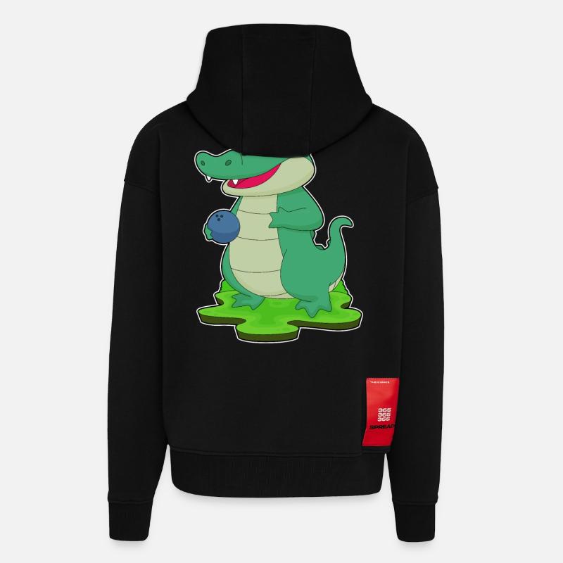 Crocodile Bowling Bowling Ball - Zip Hoodie - made by SPREAD - SOLID BLACK