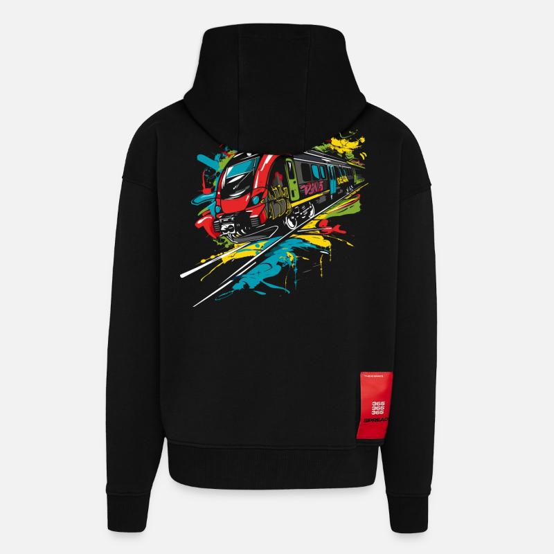Graffiti Chemin de fer - Veste à capuche bio épaisse oversize fabriqué en UE - SOLID BLACK