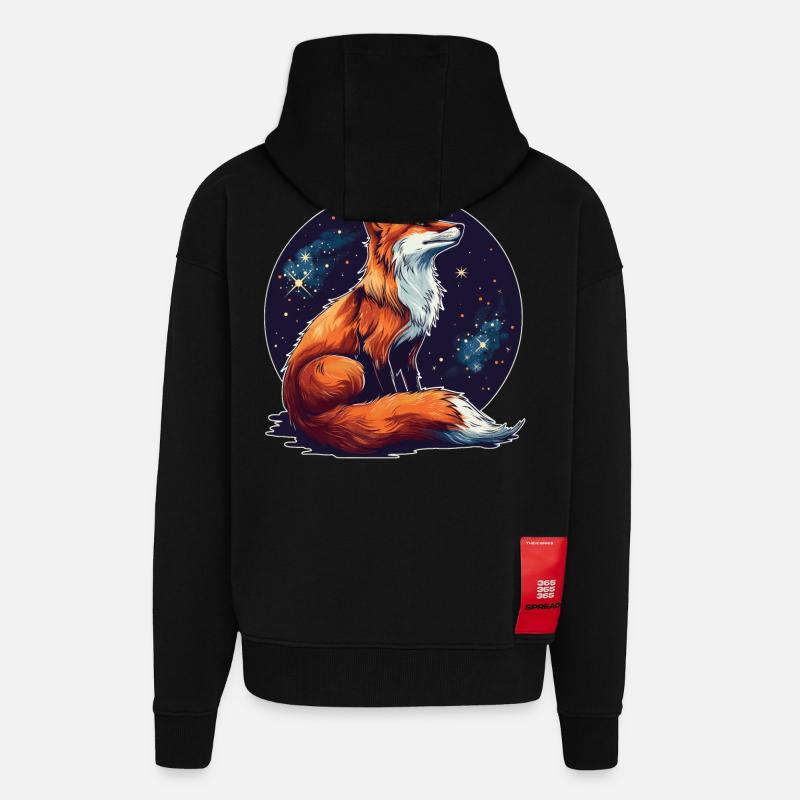 Fuchs mit Sternen - Zip Hoodie - made by SPREAD - SOLID BLACK