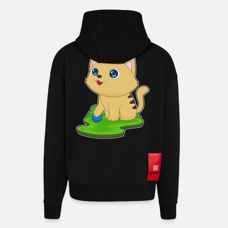 Jeu de chat - Veste à capuche bio épaisse oversize fabriqué en UE - SOLID BLACK