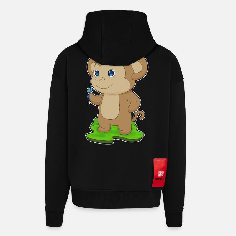 Fléchette de singe - Veste à capuche bio épaisse oversize fabriqué en UE - SOLID BLACK