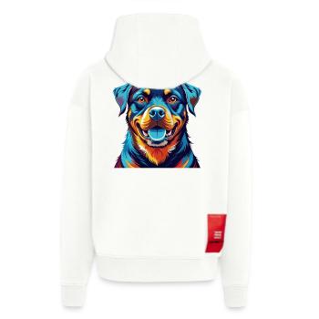 Rottweiler Chien Race Coloré Dessin Animé Kawaii - Veste à capuche bio épaisse oversize fabriqué en UE - SOLID BLACK - Dos