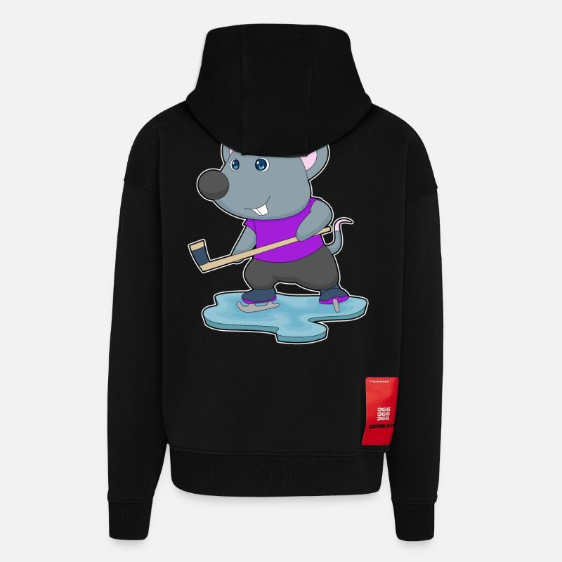 Maus Eishockey Eishockeyschläger - Zip Hoodie - made by SPREAD - SOLID BLACK