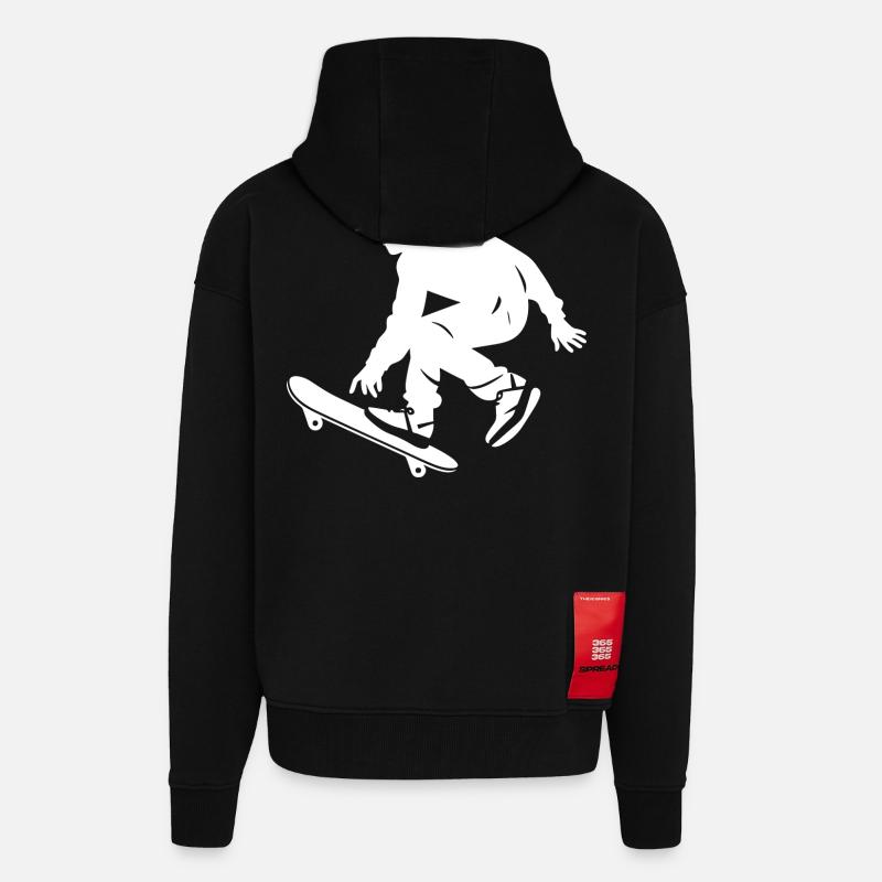 Garçon de planche à roulettes - Veste à capuche bio épaisse oversize fabriqué en UE - SOLID BLACK