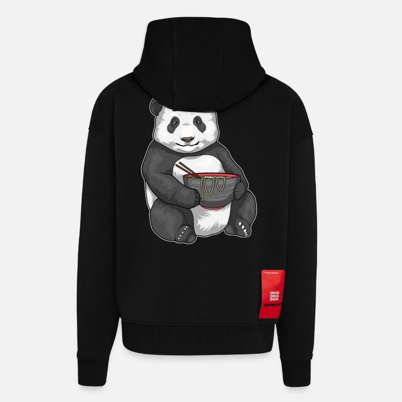 Panda Bowl Ramen - Veste à capuche bio épaisse oversize fabriqué en UE - SOLID BLACK