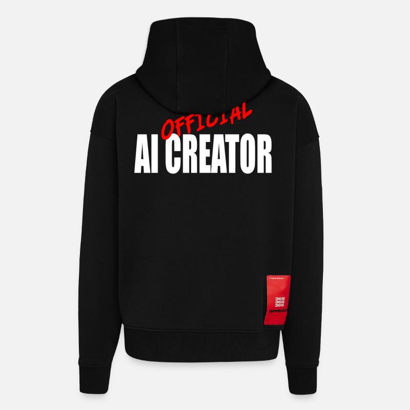 Offizielles AI Creator Grafikdesign - Zip Hoodie - made by SPREAD - SOLID BLACK