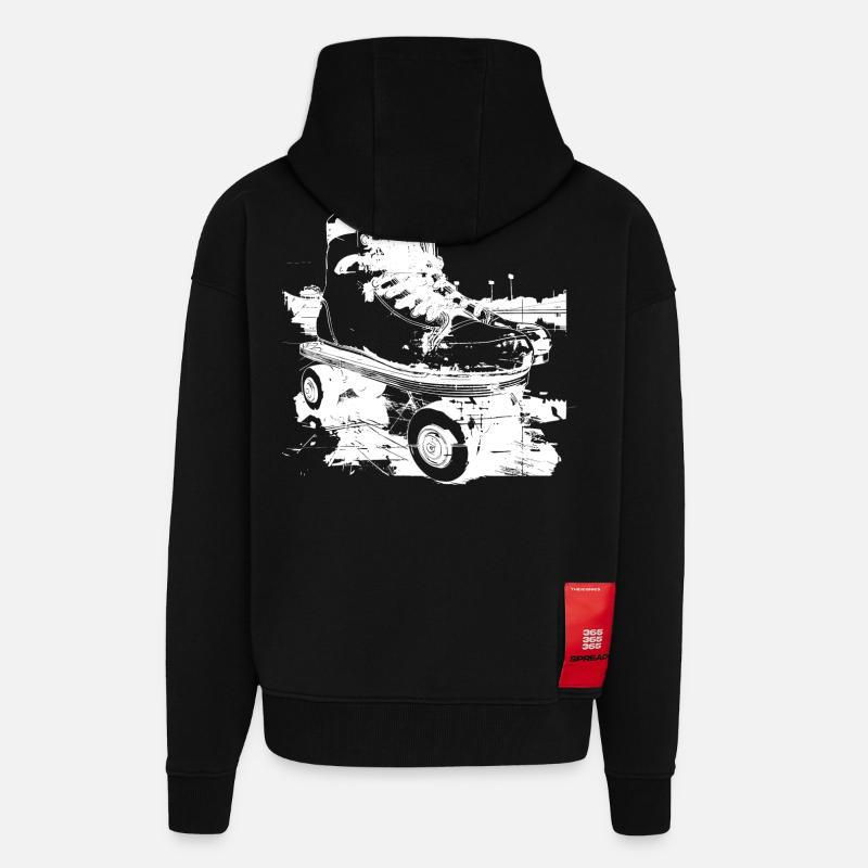 Graphique Patins à roulettes - Veste à capuche bio épaisse oversize fabriqué en UE - SOLID BLACK