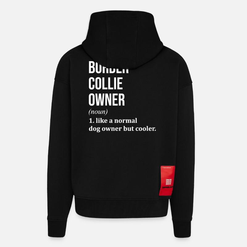 Border Collie - Veste à capuche bio épaisse oversize fabriqué en UE - SOLID BLACK