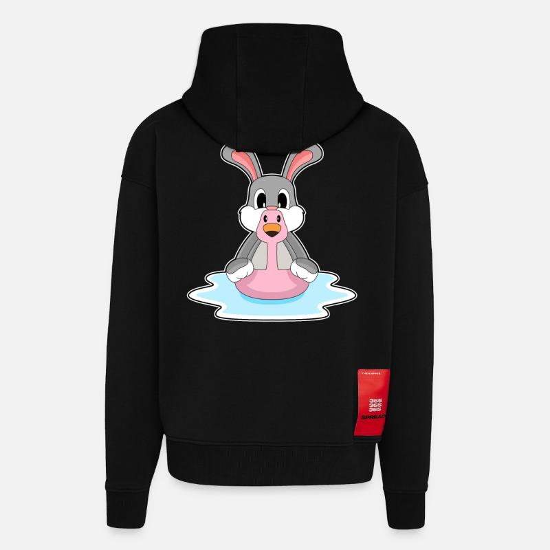 Lapin Flamant - Veste à capuche bio épaisse oversize fabriqué en UE - SOLID BLACK