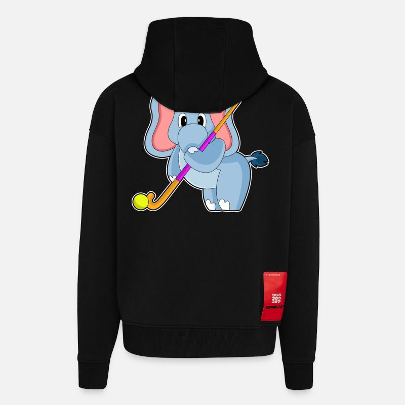 Bâton de hockey Elephant - Veste à capuche bio épaisse oversize fabriqué en UE - SOLID BLACK