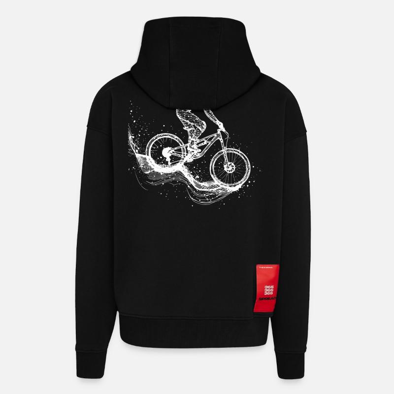 Dessin VTT - Veste à capuche bio épaisse oversize fabriqué en UE - SOLID BLACK