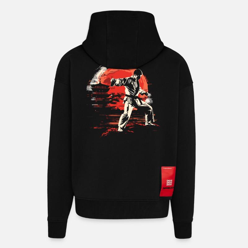 Karateka Grafik - Zip Hoodie - made by SPREAD - SOLID BLACK