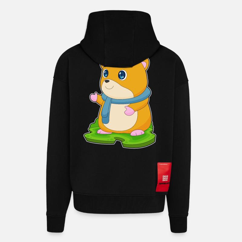 Écharpe Hamster - Veste à capuche bio épaisse oversize fabriqué en UE - SOLID BLACK